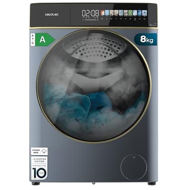 Cecotec Waschmaschine Trockner 8-5Kg Frontlader Bolero Wash&Dry 85900 Inverter Titanium A, 1400 U/min, 11 Programme, Inverter Plus Motor, FullColor Bildschirm 10,3", SteamMax, Stop&Go, Delay Start