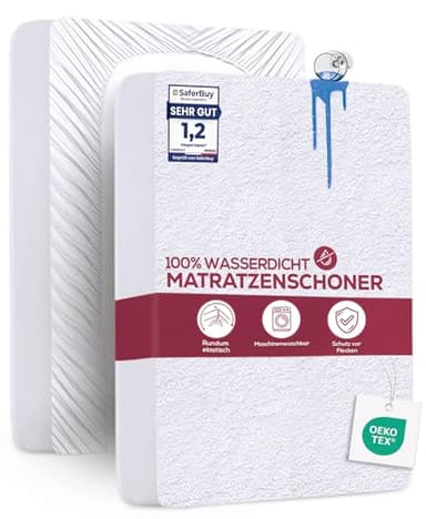 Utopia Bedding Matratzenschoner 70 x 140 x 15 cm Wasserdicht, Oeko-TEX Zertifiziert Matratzenauflage Atmungsaktive, Matratzenschutz, Rundum Elastisch Weiß