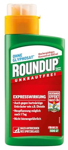 Roundup Unkrautfrei Express Konzentrat Unkrautvernichter, 400 ml für bis zu 500m² - gegen Unkräuter und Gräser, Ohne Glyphosat