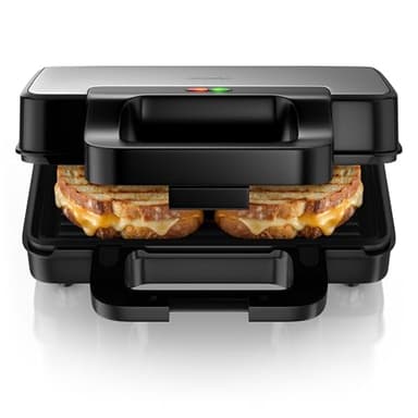 Arendo - Sandwichmaker 3 in 1 - mit Wechselplatten - Kontaktgrill – Waffeleisen – Sandwichmakler XXL - Antihaftbeschichtung – für Sandwiches, belgische Waffeln, Grillgut uvm - klein und kompakt