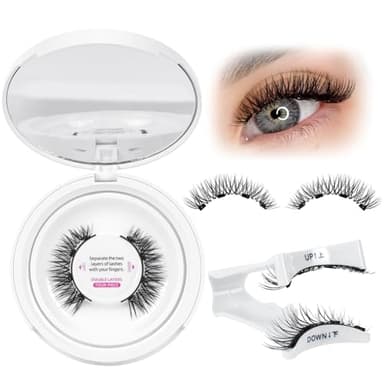 Magnetische Wimpern Magnet Lashes Natürlicher Wiederverwendbare mit Applikator Kein Kleber No Glue or Eyeliner Easy to Wear 4 Magnetpunkte sind stärker Augenform geeignet(1Paar,Ecstatic)