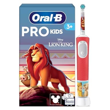 Oral-B Pro Kids König der Löwen Elektrische Zahnbürste/Electric Toothbrush für Kinder ab 3 Jahren, inklusive Sensitiv+ Modus für Zahnpflege, extra weiche Borsten, 1 Aufsteckbürste, 4 Sticker