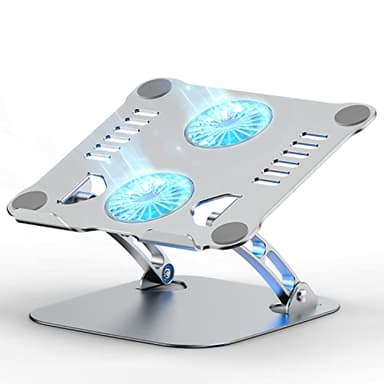 Laptop Ständer Höhenverstellbar mit RGB Lüfter, Faltbarer Stand aus Aluminiumlegierung, Belüfteter Notebookständer Halterung Ergonomisch Kompatibel mit Alle MacBook, Laptop 10-17“