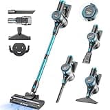Akku Staubsauger, 45000Pa/550w/65Mins Staubsauger Kabellos mit LED-Touchscreen, 1.5L Staubabscheider, Kabelloser Staubsauger für Tierhaare, Holzböden, Fliesen, Teppiche und Autoinnenräume