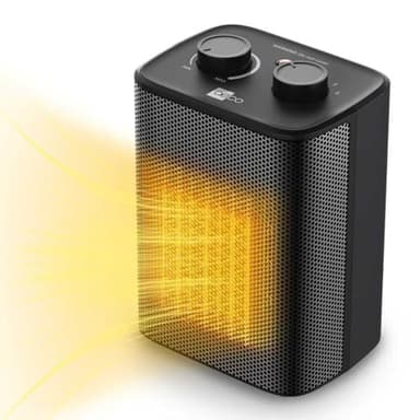 aeco EcoHeat One Heizlüfter klein 2000W energiesparend 3 Heizstufen Elektroheizung PTC Keramik Thermostat Überhitzungs- & Kippschutz Ventilatorfunktion mini camping Heater Kompakter Heim Heizung