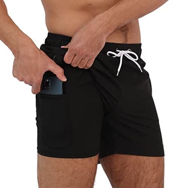 Arcweg Badehose für Herren Badeshorts mit Kompression Liner 2 in 1 Schnelltrocknend Strandhose Männer Elastisch Surf Shorts mit Reißverschlusstaschen