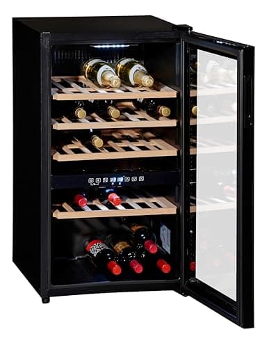 Wolkenstein WTS49DW | Stand Weinkühlschrank | Vinothek | 2 Temperaturzonen | Platz für 49 Flaschen | Touch Control Display | Schwarz | 86 x 48 cm