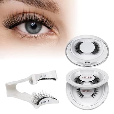 Wiederverwendbares Magnetische-Wimpern natürlicher Look mit Applikator, 2 Paar Magnet-Wimpern Set kein Kleber nötig Wimpern-magnetisch QUEWEL einfach zu tragen und zu entfernen mit Anleitung (03-B+J)