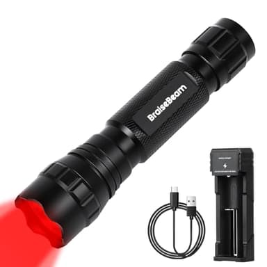 BraiseBeam Superhelle Rotlicht Taschenlampe, tragbares rotes Mini-LED-Nachtlicht mit Einzelmodus, zoombare Taschenlampe zum Lesen, für Astronomie und Nachtsicht