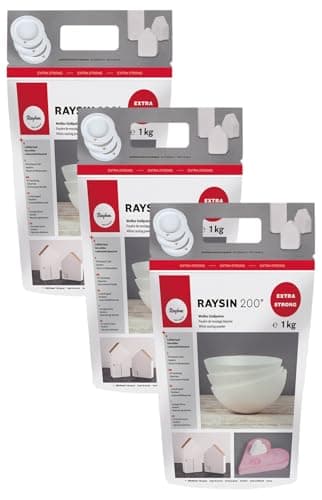 Rayher 3699000 Raysin 200 Gießpulver 1kg, Gießmasse weiß, Reliefgießpulver, lufthärtend und geruchslos, 1 Kg (Packung mit 3)