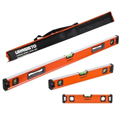URASISTO 3-teiliges Wasserwaagen-Set, 30,5 cm, 50,8 cm, 101,6 cm Wasserwaage Set mit magnetischer Torpedo-Wasserwaage, 45°/90°/180° Blasenmessung, Aluminiumlegierung Libellen mit Tragetasche
