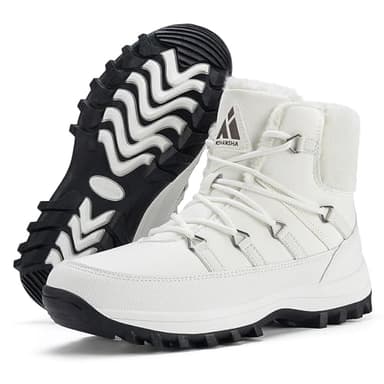 Mishansha Damen Winterschuhe Warm Gefüttert Winterstiefel rutschfest Outdoor Schneestiefel, Weiß 41
