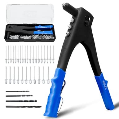 CCLIFE Nietzange Set Blindnietzange Popnietenzange 4 Schwere HSS-Bohrer mit Stoßfeste PET-Box Nietenzange Profi Nietpistole Schwere 200tlg Blindnieten 2,4 3,2 4,0 4,8mm Nieten Zange