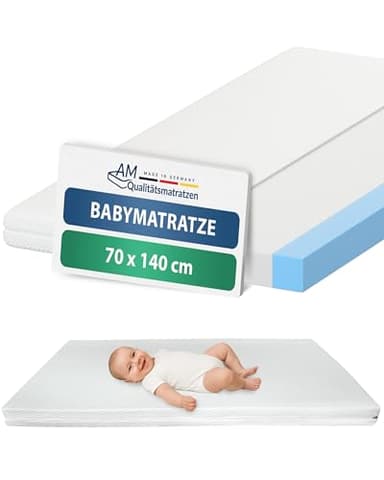 DormiGood Baby Matratze 70x140 Kinderbett - Made in Germany - Kindermatratze 70x140 bis 5 Jahre geeignet - Hochwertiger und geprüfter Komfortschaum mit Trittkanten - Bezug waschbar & abnehmbar