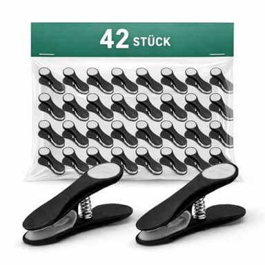 42 Wäscheklammern I stabil & langlebig I Schwarze Klammern mit sicherem Halt I Ideal zum Wäsche aufhängen, für drinnen & draußen I Fast ohne Abdruck