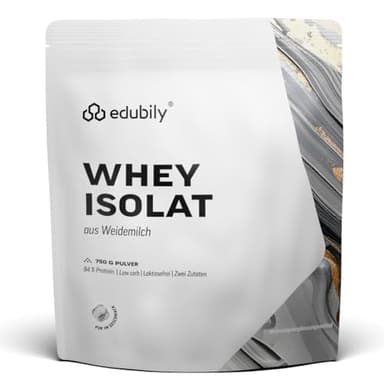 edubily nutrition® Whey Protein Isolat • Laktosefrei • Sehr gut lösliches Eiweißpulver ohne Kohlenhydrate & Zucker • Aus irischer Weidehaltung (750 g, Neutral)