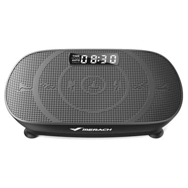 MERACH Vibrationsplatte, Leise und Kompakte Vibrationsplatte für Körperformung und Entspannung mit Komfortabler Silikonpad, LED-Display und Fernbedienung (Schwarz)