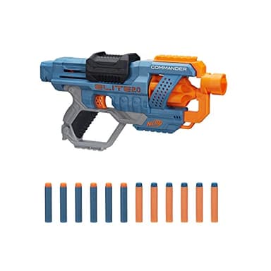 Nerf Elite 2.0 Commander RD-6 Dart-Blaster, 12 Nerf Elite Darts, 6-Dart Rotationstrommel, Blaster-Spielzeug für draußen, für Kinder ab 8, für Jungen und Mädchen