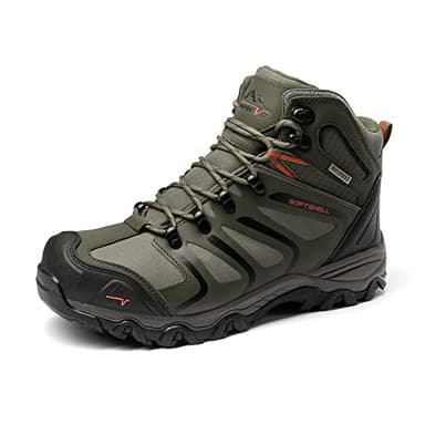 NORTIV 8 Herren Outdoorschuhe Wanderstiefel Trekking Wanderschuhe Wasserdicht Mid Kletterschuhe Bergsteigen Hiking Boots Armadillo Serien,Size 42,Olive/Schwarz/Orange,160448_M-E