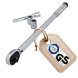 UNITEC Drehmomentschlüssel, Einstellbar von 40 bis 210 Nm, Antrieb 1/2" Vierkant, mit Stecknüssen 17/19 mm und Verlängerung, Silber