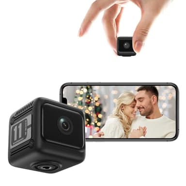 XNJ Mini Kamera, 4K HD WLAN Überwachungskamera innen mit 1600mAh Akku für Lange Laufzeit,Bewegungsmelder,Nachtsicht SD/Cloud-Speicher