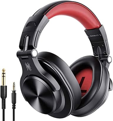 OneOdio Bluetooth Kopfhörer Over Ear, 72 Stdn HiFi Stereo Kopfhörer Kabellos, Wireless Headphones mit 6.35mm & 3.5mm Klinke für Studio DJ Handy PC AMP - Rot