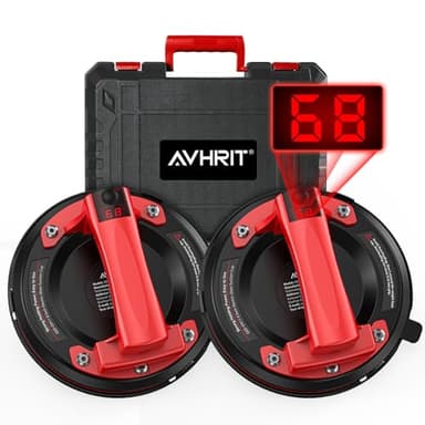 Avhrit 2er-Set Saugheber Akku Fliesenheber mit Manometer, 8" Akku Glassauger, Tragkraft Max.270KG, Automatischer Nachzählung, LCD, Elektrischer Saugheber Vakuum für Fliesen, Marmor, Glas