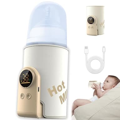 Flaschenwärmer Baby Unterwegs,Tragbarer Flaschenwärmer Baby mit LCD-Display USB-Ladung Babyflaschenwärmer,Mobiler Flaschenwärmer Baby für Unterwegs und Zuhause