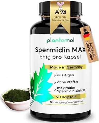 Spermidin Kapseln hochdosiert - Spermidin 6mg pro Kapsel - Spermidine Gehalt durch externes Labor bestätigt - Spermidin MAX - 3 Monatsvorrat