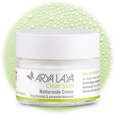ARYA LAYA Clear Skin Mattierende Creme, 50 ml – Gesichts-Creme für fettige & ölige Haut, für unreine Mischhaut, bei Rosacea & Spätakne, Talg-regulierend und porenverfeinernd, vegan