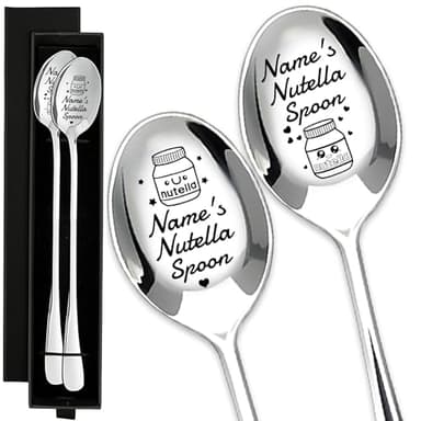 2 stück nutella löffel, nutella geschenkelöffel, dessertlöffel, Silber Gravur Löffel, Hochzeit geschenk, Geeignet Für Jubiläume, Valentinstage Oder Als Geschenk(Löffel Nicht Akzeptiert Maßanfertigung)