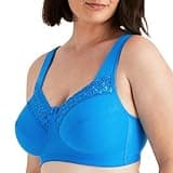Miss Mary - Broderie Anglaise, BH ohne Bügel für Damen, Baumwoll-BH, Bequeme Vollschalen-BHS mit Stützfunktion 110D Soft Aqua