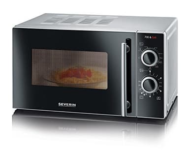 SEVERIN 2-in-1 Mikrowelle mit Grill 700 W, Grillofen mit 9 Automatikprogrammen, Mikrowelle mit Grillrost und Drehteller, silber-schwarz, MW 7771