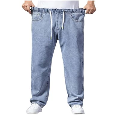 Generisch Jeanshose Herren Stretch Mit Gummizug, Jeanshosen Herren Grosse Grössen, Denimhose Elastische Taille Stretchjeans College Freizeithose Einfarbig Stoffhose Klassischer Lässig Sporthose