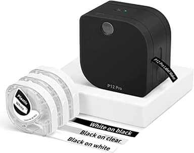 Phomemo Thermotransfer Etikettendrucker Kit | Aufgerüsteter P12-Pro Beschriftungsgerät Selbstklebend mit 3 Etikettenbändern, Bluetooth Aufladbares Etikettiergerät für Zuhause & Büro