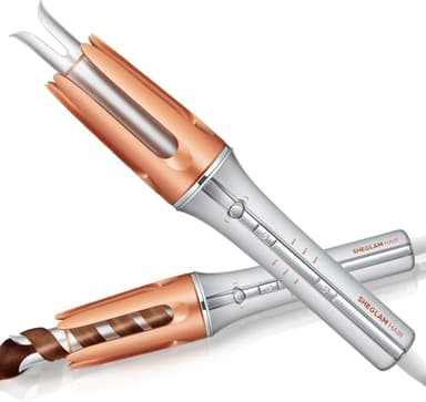 SHEGLAM Automatische Lockenstab 25mm mit Keramikbeschichtung, 3 Temperaturstufen (170-210°C), Schnellaufheizend – Selbstrotierender Lockenwickler für Locken
