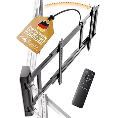 EasyLife TV Wandhalterung bis 170° elektrisch schwenkbar, VESA Wandhalterung bis 600x400 für LCD/OLED/Curved TV, Fernseher, Monitor, Display, Smartboard von 32-75 Zoll & 50kg max, Schwarz