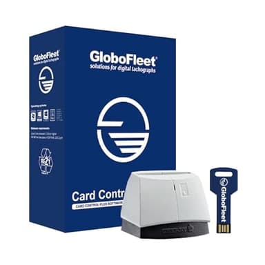 GloboFleet Card Control Plus Set, Starterset zum auslesen, auswerten und archivieren der Fahrerkarte mit Verstoßauswertung, Chipkartenleser