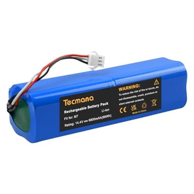 Tecmana 14,4V 6000mAh Ersatzakku für Proscenic M7 M8 Pro/Lydsto R1 / Uoni V980 Plus/Lenovo Lr1/ Roidmi Eve Plus/Xiaomi Viomi S9 / Tesvor M1/ Neabot N1 N2 Staubsauger Akku