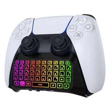 MoKo RGB Hinterlicht Tastatur für PS5-Controller, Bluetooth Kabellos Gamepad Chatpad für PlayStation 5 mit verbessertem integriertem Lautsprecher und 3,5-mm-Audiobuchse für PS5 Controller Zubehör