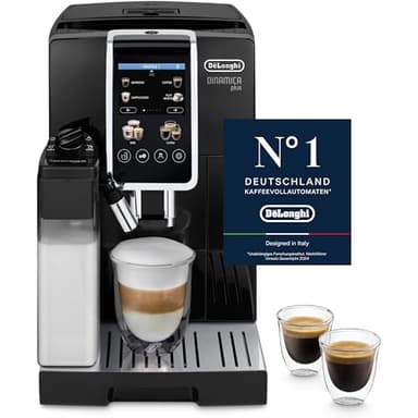 De'Longhi Dinamica Plus ECAM382.70.B, Kaffeevollautomat für Kaffeebohnen, Cappuccino-Maschine mit LatteCrema Hot, Espresso-Maschine mit 18 Rezepten, 3,5-Zoll TFT-Display, 1450W, Schwarz