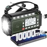 PRUNUS J-924 Digital Radio DAB+/UKW, Kurbelradio Notfall mit 10000mAh Akku, DAB Radio mit Bluetooth, Notfallradio mit Taschenlampe/SOS Alarm/Handyladefunktion für Ourdoor, Notfall. (Grün)