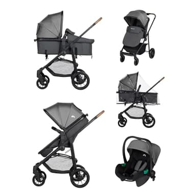 Bebeconfort Haze Trio, Kinderwagen 3-in-1 Komplettset, 0–4 Jahre, max. 22 kg, 2-in-1-Sitzeinheit, wendbarer und leichter Baby-Kinderwagen, i-Size-Babyschale, kompakt zusammenklappbar, Tinted Stone