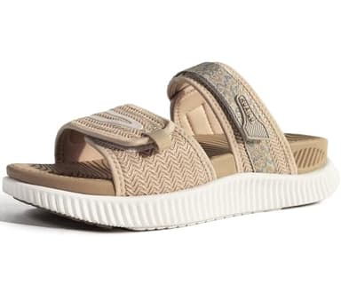 KuaiLu Sport Sandalen Damen Bequeme Weiche Fußbett Orthopädische Wander Wandersandalen Outdoor Trekking Latschen Frauen Sommer Outdoorsandalen Schlappen Offen Zehen Sportsandalen Pantoletten Beige 39