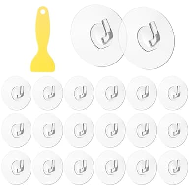 Vaktop Magischer Haken, 20 Stück Runde Klebehaken Transparent, Haken Selbstklebend mit Schaber, Wasserdicht Haken Ohne Bohren für Küche, Bad, Toilette Türwand (5kg Max)