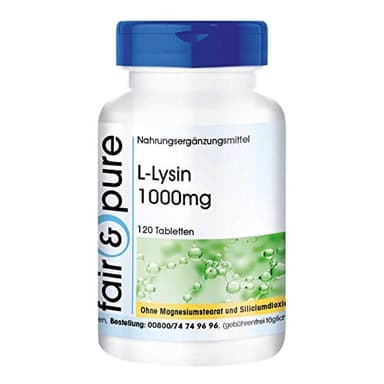 Fair & Pure L-Lysin 1000mg, 120 Tabletten, hochdosiert, Nahrungsergänzungsmittel vegan ohne Magnesiumstearat, in Deutschland hergestellt