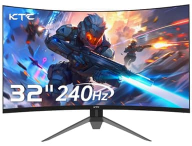 KTC Gaming Monitor 32 Zoll FHD Curved Monitor, 240Hz, 1ms, 1920x1080, Freesync & G-sync, HVA 1500R PC Bildschirm, 125% sRGB, Blaulicht Reduktion, VESA, DP1.4/HDMI 2.0 240Hz, USB2.0, H32S17F