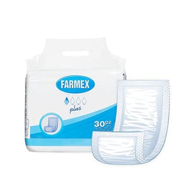 Farmex Rechteckige Windel mit Barriere für Erwachsene, TNT Extra saugfähige Einweg-Unterwäsche bei Blasenschwäche, atmungsaktiv und hypoallergen, hautfreundlich, 30 Stück