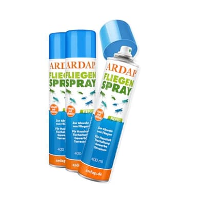 ARDAP Repell Fliegenspray 3 x 400ml - Bestes Mittel gegen Fliegen - Fliegenspray Wohnung- Insektenspray & Ungezieferspray - Schädlingsfrei - Wirkt schnell & effektiv (PT19)