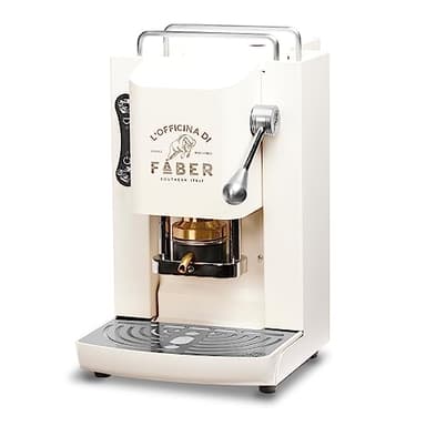 FABER COFFEE MACHINES | Modell Pro Deluxe | Kaffeepadmaschine für 44 mm ESE-Pads | Chrom-Finish | Padpresse aus reinem Messing, Pure White